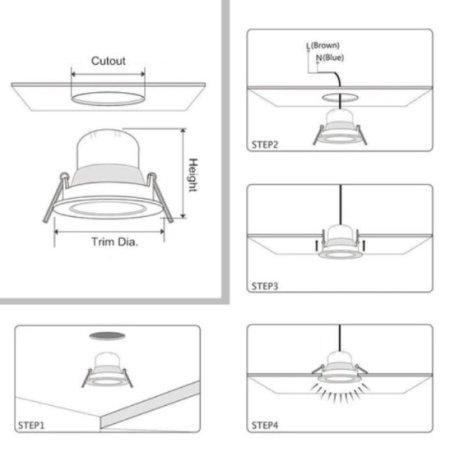 (image for) 10 Pack 5W Dimmable Antifog LED Downlight CRI80 Flat Diffuser Ceiling Light -2.56'' Cutout