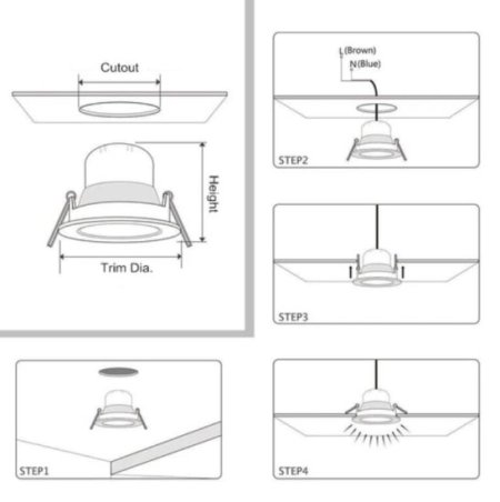 (image for) 10 Pack 7W 500LM Dimmable Antifog LED Downlight CRI80 Flat Diffuser Ceiling Light -3-3/8'' Cutout