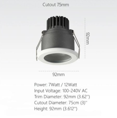 (image for) 7W 12W 3 inches Waterproof IP65 CRI>80 Round LED Downlight Vapor Proof Fit for Shower, Sauna and Outdoor Lighting