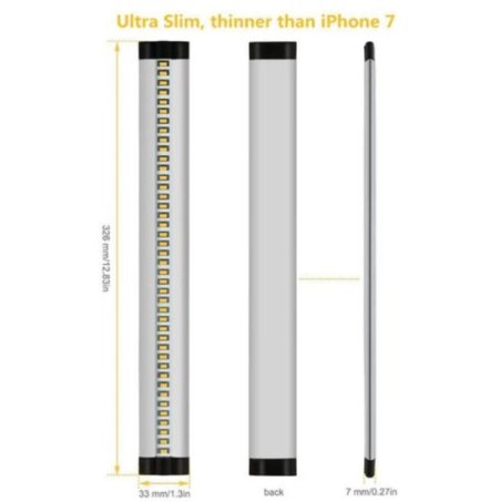 (image for) 1 PACK 7mm Thick Silver Finish LED Under Cabinet Lighting Dimmable Kit CRI90 300LM SMD2835 12V 5W with Dimmer & Power Supply Included
