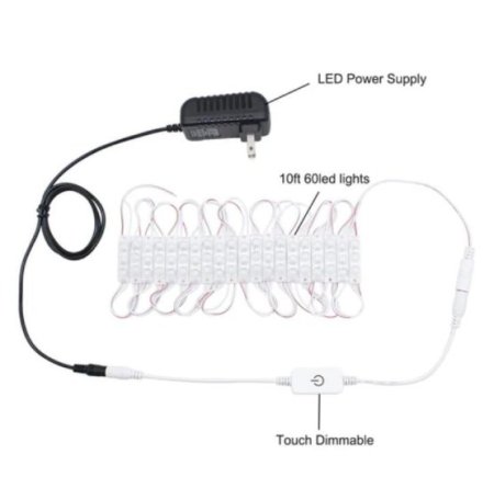 (image for) DIY Hollywood Style LED Vanity Mirror Lights Kit Dimmable Lighting, 10FT/20W-60leds, Daylight White, Waterproof IP67 with dimmable and power supply