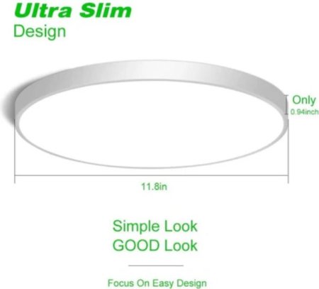(image for) 12 Inch 24W Flush Mounting Modern LED Ceiling Lights for Bedroom, Kitchen, Bathroom