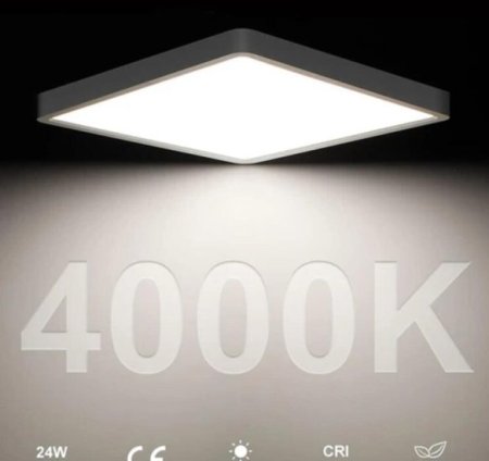 (image for) 12inch 24W LED Ceiling Light Flush Mount, 3200LM Black Flat Ceiling Lamp, Square Low Profile Lighting Fixture for Bedroom, Kitchen, Living Room, Stairwell