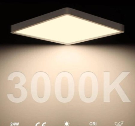 (image for) 12inch 24W LED Ceiling Light Flush Mount, 3200LM Black Flat Ceiling Lamp, Square Low Profile Lighting Fixture for Bedroom, Kitchen, Living Room, Stairwell