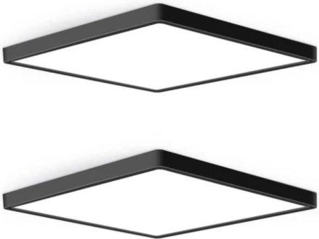 (image for) 12inch 24W LED Ceiling Light Flush Mount, 3200LM Black Flat Ceiling Lamp, Square Low Profile Lighting Fixture for Bedroom, Kitchen, Living Room, Stairwell
