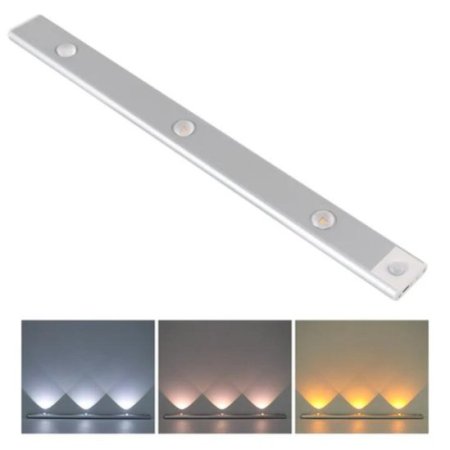 (image for) 2 Pack 3-Color Dimmable LED Motion Sensor Under Cabinet Light, Rechargeable Magnetic Wireless Under Counter Lighting for Kitchen Bedroom Closet Cupboard Wardrobe Stairs Corridor