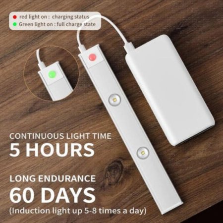 (image for) 2 Pack 3-Color Dimmable LED Motion Sensor Under Cabinet Light, Rechargeable Magnetic Wireless Under Counter Lighting for Kitchen Bedroom Closet Cupboard Wardrobe Stairs Corridor