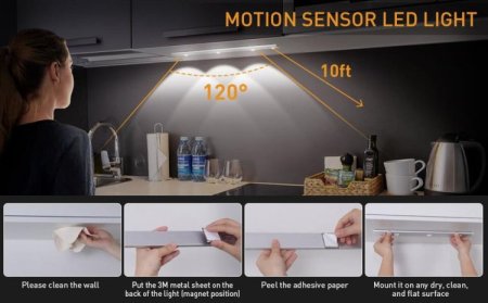(image for) 2 Pack 3-Color Dimmable LED Motion Sensor Under Cabinet Light, Rechargeable Magnetic Wireless Under Counter Lighting for Kitchen Bedroom Closet Cupboard Wardrobe Stairs Corridor