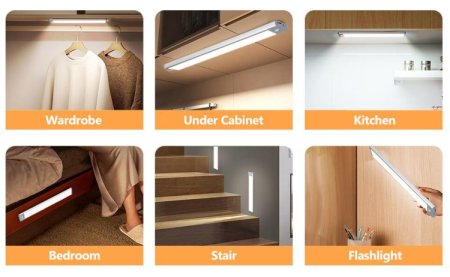 (image for) 2 Pack PIR Motion Sensor LED Cabinet Light, Under Counter Closet Lighting, Wireless USB Rechargeable Light Indoor, CCT 2700-6500K Color Changeable for Kitchen, Wardrobe, Closet, Hallway
