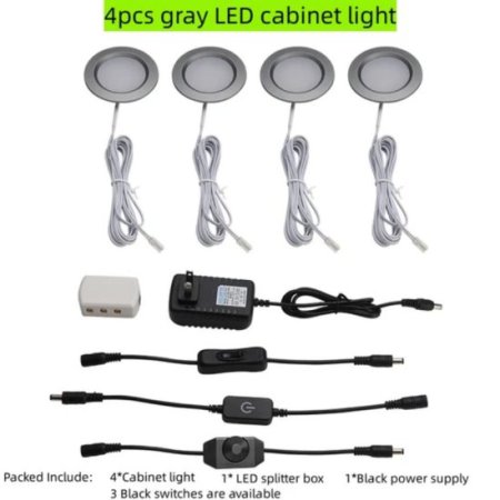 (image for) 4pcs Pack LED Under Cabinet Lighting 2.5W 12VDC Ultra Thin, 3 Switches are Available Controllable Puck Light for Motorhome, Caravan, Truck, Kitchen, Wine Cabinet, Wardrobe