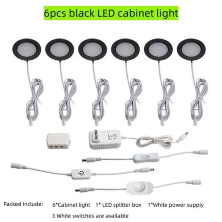 (image for) 6pcs Packing LED Under Cabinet Lighting 2.5W 12VDC Ultra Thin, 3 Switches are Available Controllable Puck Light for Motorhome, Caravan, Truck, Kitchen, Wine Cabinet, Wardrobe