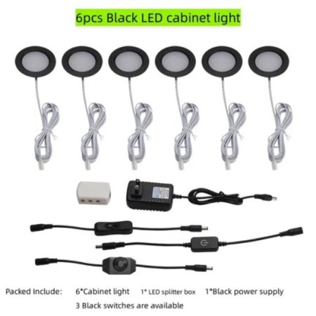 (image for) 6pcs Packing LED Under Cabinet Lighting 2.5W 12VDC Ultra Thin, 3 Switches are Available Controllable Puck Light for Motorhome, Caravan, Truck, Kitchen, Wine Cabinet, Wardrobe