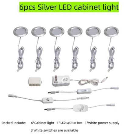 (image for) 6pcs Packing LED Under Cabinet Lighting 2.5W 12VDC Ultra Thin, 3 Switches are Available Controllable Puck Light for Motorhome, Caravan, Truck, Kitchen, Wine Cabinet, Wardrobe