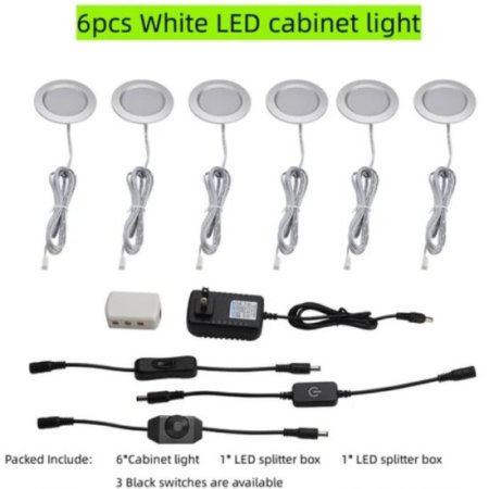 (image for) 6pcs Packing LED Under Cabinet Lighting 2.5W 12VDC Ultra Thin, 3 Switches are Available Controllable Puck Light for Motorhome, Caravan, Truck, Kitchen, Wine Cabinet, Wardrobe