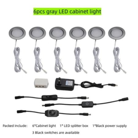 (image for) 6pcs Packing LED Under Cabinet Lighting 2.5W 12VDC Ultra Thin, 3 Switches are Available Controllable Puck Light for Motorhome, Caravan, Truck, Kitchen, Wine Cabinet, Wardrobe