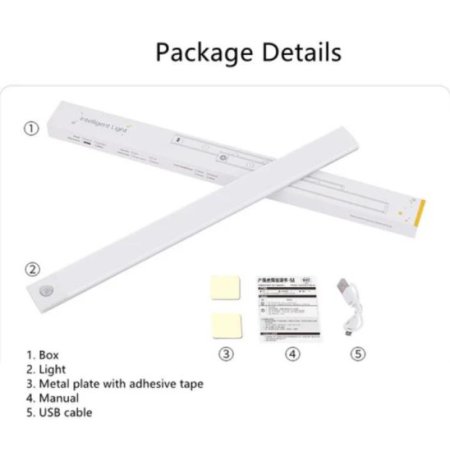 (image for) 2Pack Under Cabinet Lights, LED Closet Lights Wireless Magnetic Motion Sensor Activated Light Bar Indoor Rechargeable Battery Operated Stick on Under Counter Lights for Kitchen Stairs Hallway