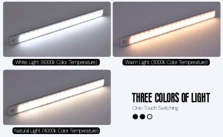 (image for) 2Pack Under Cabinet Lights, LED Closet Lights Wireless Magnetic Motion Sensor Activated Light Bar Indoor Rechargeable Battery Operated Stick on Under Counter Lights for Kitchen Stairs Hallway