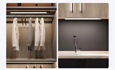 (image for) 2Pack Under Cabinet Lights, LED Closet Lights Wireless Magnetic Motion Sensor Activated Light Bar Indoor Rechargeable Battery Operated Stick on Under Counter Lights for Kitchen Stairs Hallway