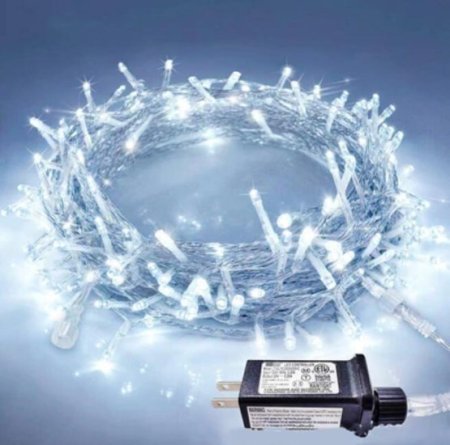 (image for) 2pcs Pack of 66ft 200 LED Christmas String Lights Indoor Outdoor Waterproof Christmas Lights Clear Wire, 8 Modes Twinkle Lights Plug in for Tree Room Bedroom Wedding Christmas Decorations
