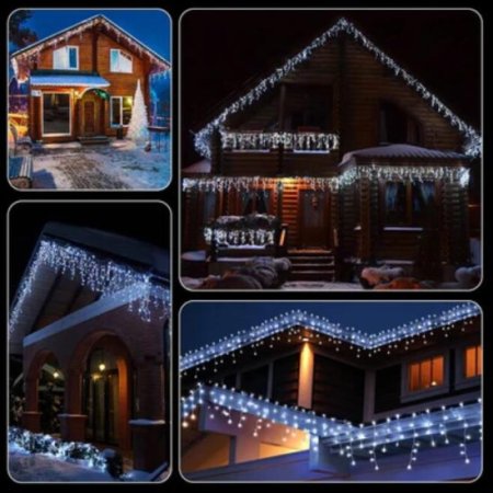 (image for) 2PCS Pack of Christmas Icicle Lights Outdoor, 400 LEDs 32.8ft 8 Modes Fairy Icicle String Lights with 75 Drops, LED Christmas Twinkle Lights for Holiday, Party, Wedding, Christmas Decorations