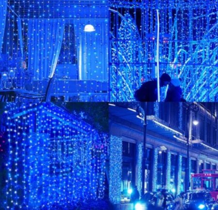 (image for) 2PCS Pack of Curtain String Lights, 300 LED 9.8ft x 9.8ft 8 Lighting Modes Fairy Lights IP44 Certificated Plug in, Waterproof Lights for Christmas Party Wedding Outdoor Indoor Wall Deco