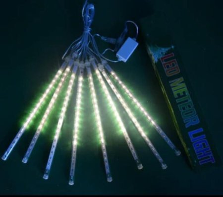 (image for) 3PCS Pack of Christmas Lights Meteor Shower Rain Lights 8 Tube 12 Inch Waterproof Plug in Falling Rain Fairy String Lights for Halloween Christmas Holiday Party Home Patio Outdoor Decoration