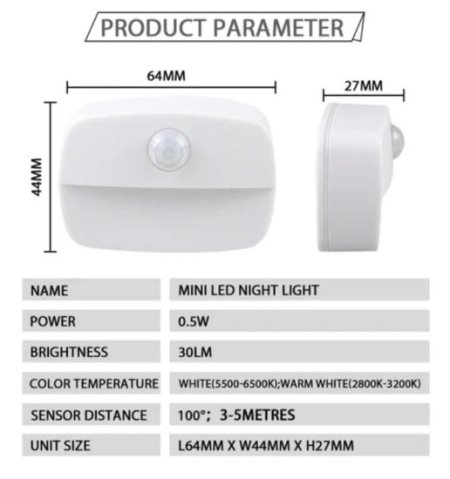 (image for) 4Pack PIR Motion Sensor LED Night Light, Motion Activated Under Cabinet Light, Battery Operated Stick-on Anywhere Motion Activated for Kitchen Stairway (Battery not included)
