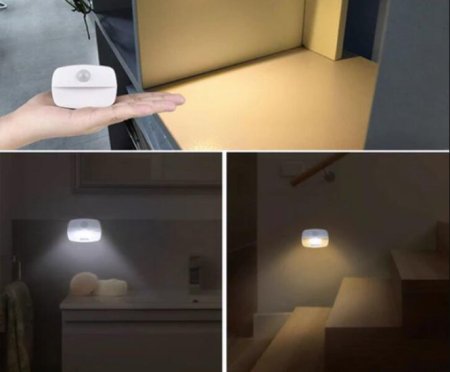 (image for) 4Pack PIR Motion Sensor LED Night Light, Motion Activated Under Cabinet Light, Battery Operated Stick-on Anywhere Motion Activated for Kitchen Stairway (Battery not included)