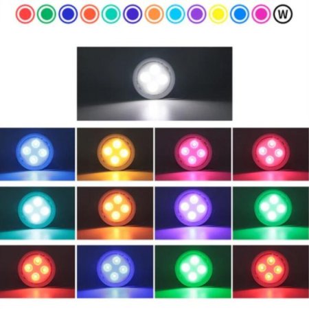 (image for) 6 Pack LED Puck Lights, Black Finsih with Remote, RGBW Color Changing Under Cabinet Lights Wireless,13 Colors Changeable LED Closet Light Dimmable,AA Battery Operate Push Night Lights with Timer Function