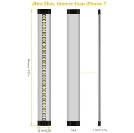 (image for) 6 Pack 7mm Thick Silver Finish LED Under Cabinet Lighting Kit Dimmable 1800LM CRI90 SMD2835 12V 30W with Dimmer & Power SUpply Included