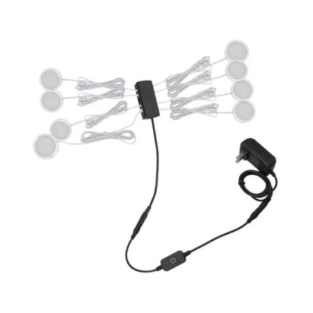 (image for) A-Series 10 Pack (10*2W) Dimmable CRI 90 LED Ultra Thin Under Cabinet Puck Lights With Dimmer & Power Adapter, All Accessories Included