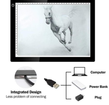 (image for) A4 LED Light Pad, Ultra Thin Portable LED Light Tracer, Full Range Dimmable with USB Power Cable
