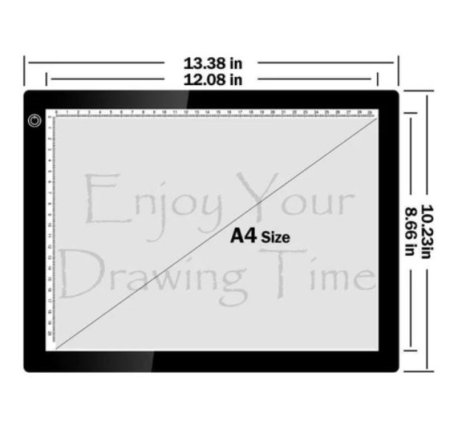 (image for) A4 LED Light Pad, Ultra Thin Portable LED Light Tracer, Full Range Dimmable with USB Power Cable