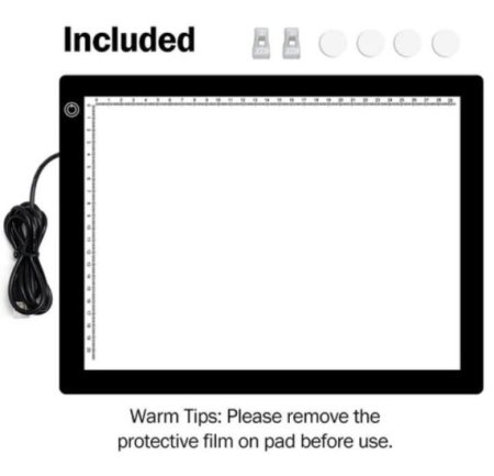 (image for) A4 LED Light Pad, Ultra Thin Portable LED Light Tracer, Full Range Dimmable with USB Power Cable