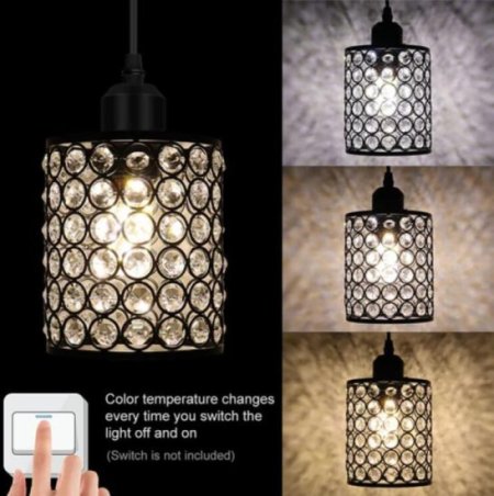 (image for) 3 Pack Adjustable Chrome Crystal Chandeliers for Kitchen Dinning Room Bedroom 3 Lighting Colors 3000K/4000K/6000K（CCT Adjustable）