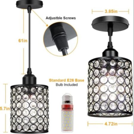 (image for) 3 Pack Adjustable Chrome Crystal Chandeliers for Kitchen Dinning Room Bedroom 3 Lighting Colors 3000K/4000K/6000K（CCT Adjustable）