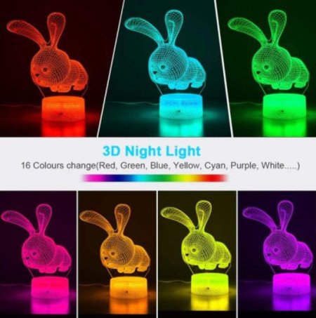 (image for) Animal Images 3D Illusion LED Night Light w/ 16 Colors Remote Touch Switch Adjustable Brightness for Kids Bedroom Decoration