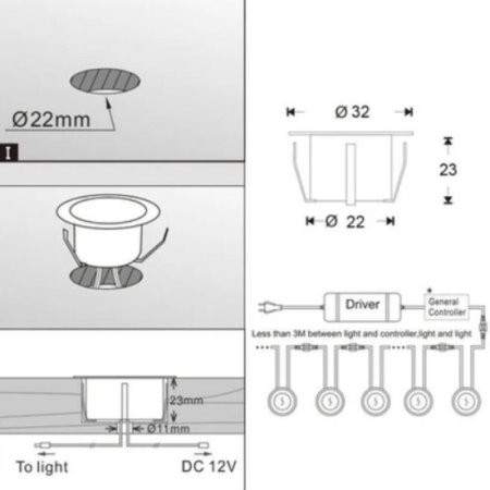 (image for) 10 Pack Outdoor Recessed LED Deck Lights Kits IP67 Waterproof Inground LED Step Lights Kit for Garden, Yard, Steps， Bath Room and Kitchen
