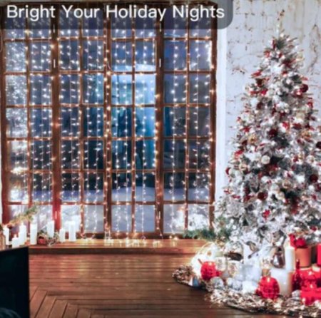 (image for) 300 LED Curtain Lights 9.8FT by 9.8FT, 8 Lighting Modes White Color Window Curtain String Lights with Remote USB Powered, Home Party Christmas Indoor Outdoor Decor