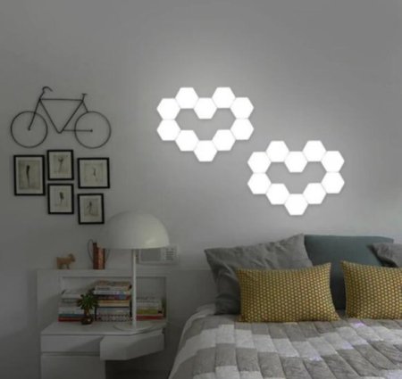 (image for) 10 Pack Hexagonal LED Wall Light, DIY Modular Touch Sensitive Lights LED Night Light