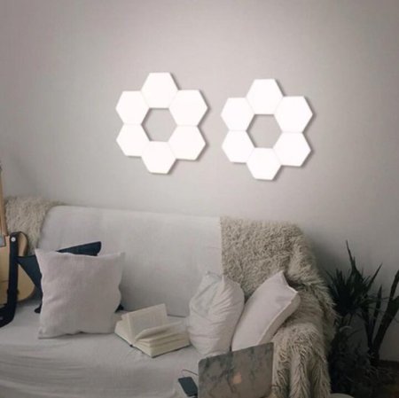 (image for) 10 Pack Hexagonal LED Wall Light, DIY Modular Touch Sensitive Lights LED Night Light