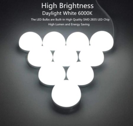 (image for) Hollywood Style LED Vanity Mirror Lights Kit with 10 Dimmable Medium Size Light Bulbs, Perfect for Makeup Vanity Table Set in Dressing Room
