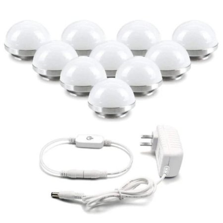 (image for) Hollywood Style LED Vanity Mirror Lights Kit with 10 Dimmable Medium Size Light Bulbs, Perfect for Makeup Vanity Table Set in Dressing Room