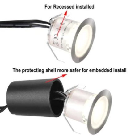 (image for) 10 Pack Outdoor Recessed LED Deck Lights Kits IP67 Waterproof with Black Protection Shell LED Step Light for Garden/Yard/Steps/Bath Room/Kitchen