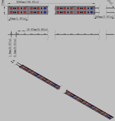 (image for) Plant Growth RED:BLUE /660nm:460nm LED Grow Light SMD3528 240LEDs 12V 24W Per Meter Strip