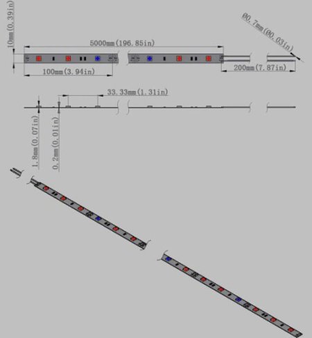 (image for) Plant Growth RED:BLUE /660nm:460nm LED Grow Light SMD5050 30LEDs 12V 7.2W Per Meter Strip