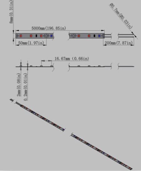 (image for) Plant Growth RED:BLUE /660nm:460nm LED Grow Light SMD2835 60LEDs 12V 12W Per Meter Strip