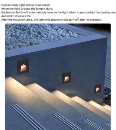 (image for) 4PCS Pack 3W AC100-240V IP65 Waterproof LED Wall Light Infrared Induction LED Stair Lights