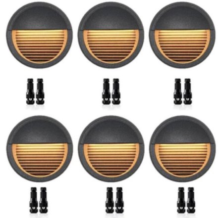 (image for) 6PCS Pack Low Voltage LED Deck Lights, Landscape Stair Railing Light Fixture with 4W Integrated LED,12V AC/DC Accent Lighting with Black Powder Coated Aluminum Finish