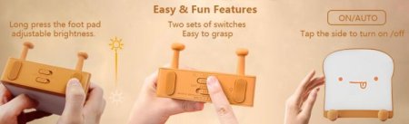 (image for) Meme Toast Bread LED Night Light Rechargeable Desk lamp with Timer for Baby Girls Boys